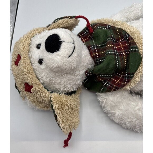 2011 Hugfun Int’l White/Green Teddy Bear Winter Hat Boots Scarf Plaid Holiday - Picture 4 of 16